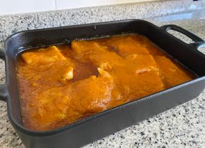 Bacalao a la vizcaína al horno