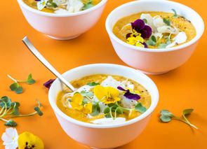 Crema de calabaza con bacalao confitado