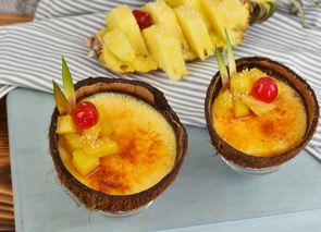 Crema tostada de coco - Creme Brulee de coco