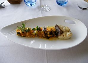 Mero a la plancha con arroz al fumet de marisco