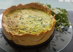 Quiche de espinacas y puerros
