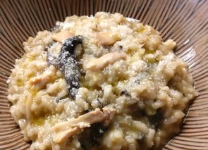 Risotto de trompetas de la muerte