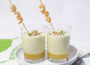 Vichyssoise con crema de gambas