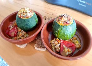 Zapallitos rellenos de carne (o heura) y verduras