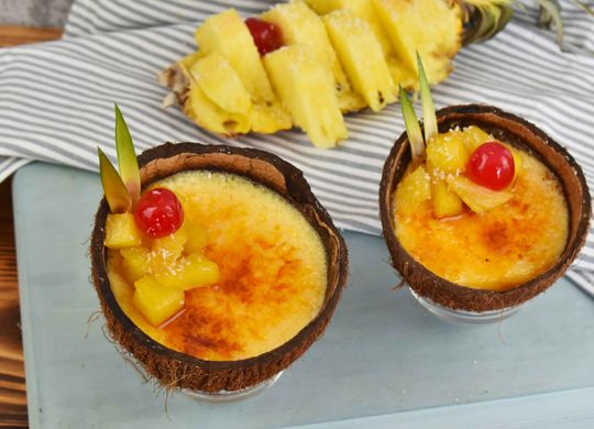 Crema tostada de coco - Creme Brulee de coco