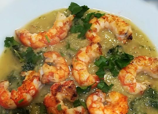 Curry verde de langostinos