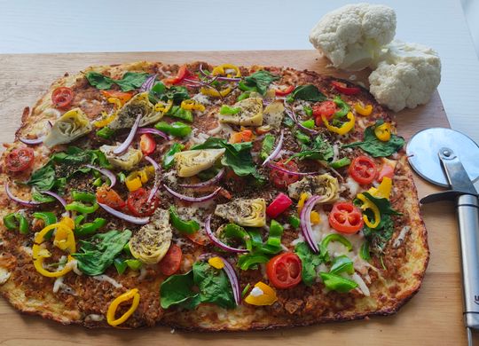 Pizza base de coliflor