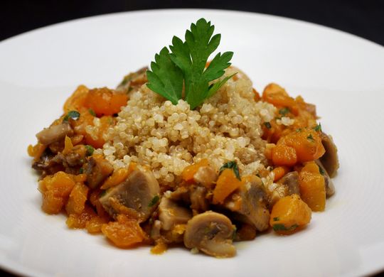 Quinoa con calabaza y champiñones