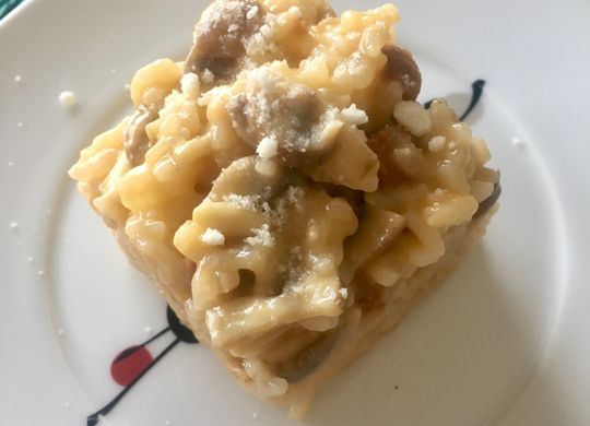 Risotto de champiñones e ibéricos al limón