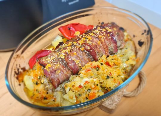 Rollo de carne relleno de verduras