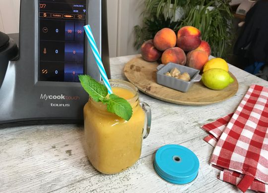 Sorbete de melocotón y jengibre