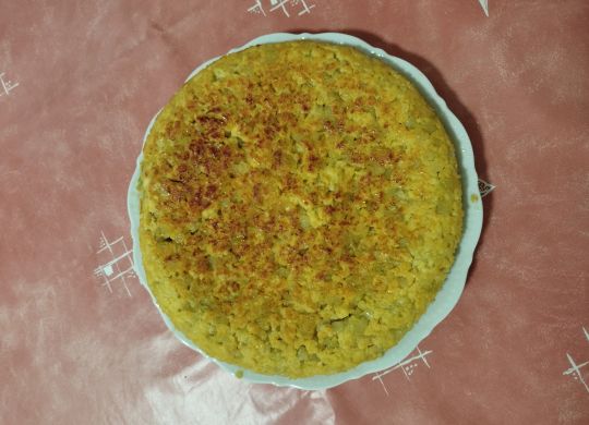 Tortilla de calabacín, patatas y cebolla