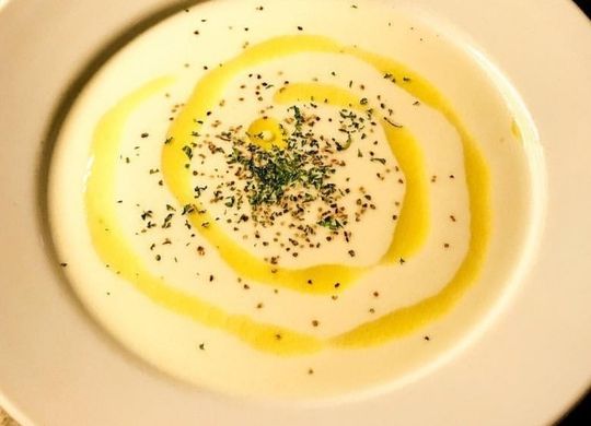 Vichyssoise sin nata, con leche de coco