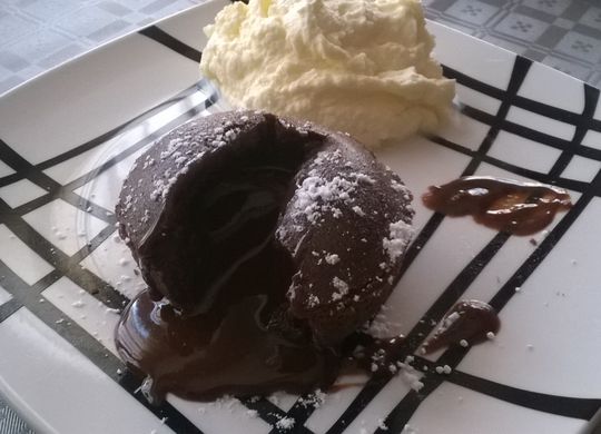 Volcán de chocolate sin lactosa