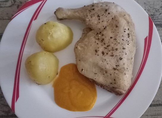 Pollo al vapor con salsa de zanahoria y cerveza (JM) | Robot de cocina  Mycook